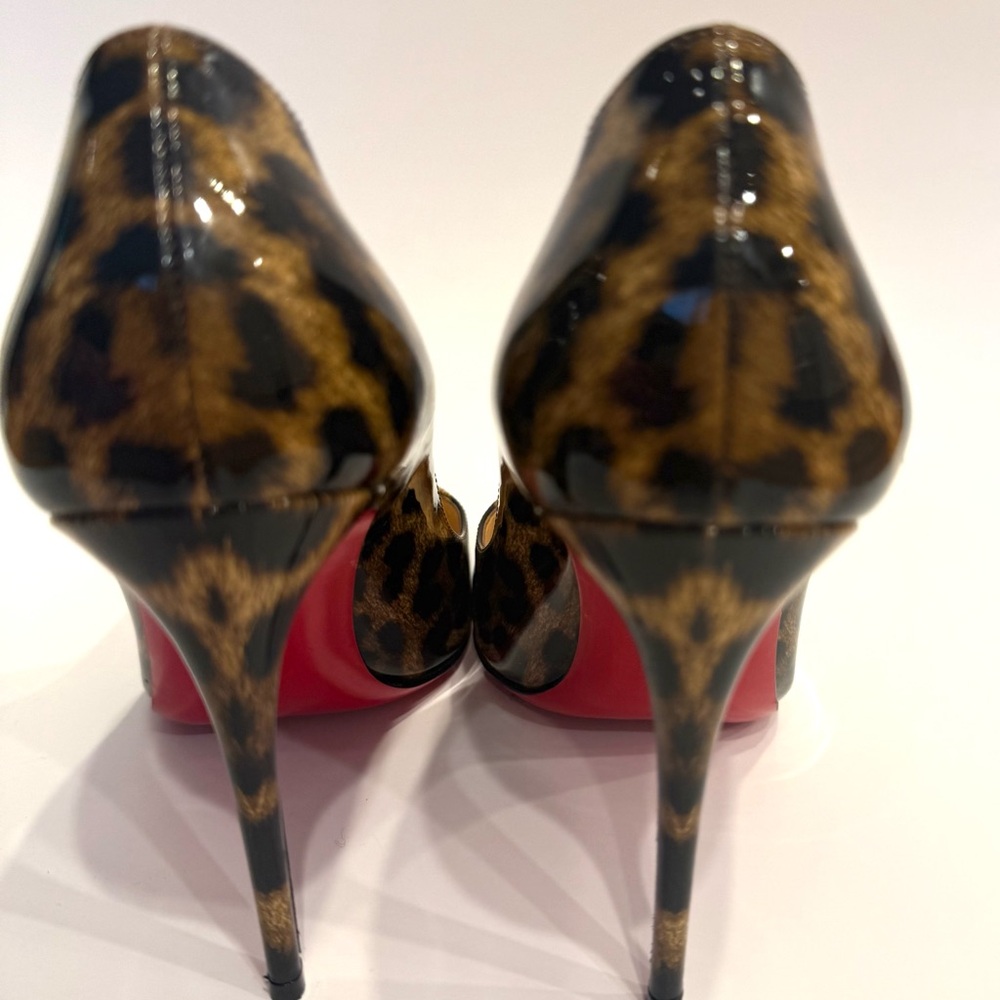Christian Louboutin Leopard Print Heels with Red Heart 37 1/2 - Picture 6 of 9